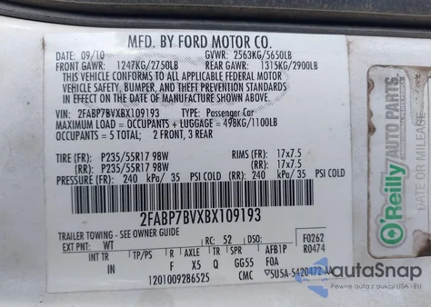 2011 Ford Crown Victoria Police Interceptor from USA, damaged, VIN 2FABP7BVXBX109193